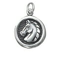 thumbnail image 1 of Sterling Silver 18" Unisex 1.5mm Box Chain Round Medallion Horse Pendant Necklace, 1 of 2