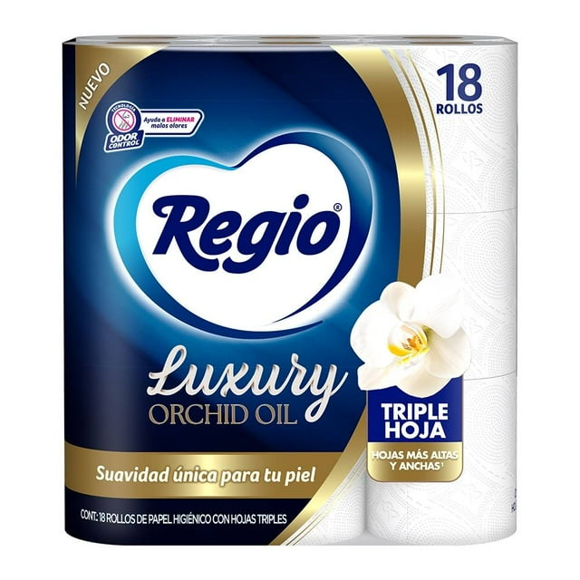 Papel Higiénico Regio Luxury Orchid Oil 18 Rollos con 140 Hojas triples
