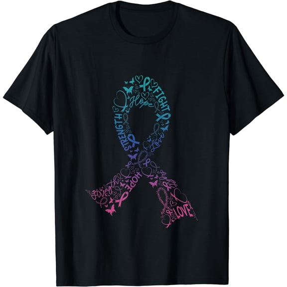 Thyroid Cancer Fight Warrior Gifts Thyroid Ribbon Awareness T-Shirt
