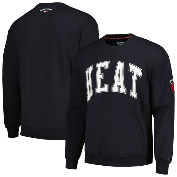 Men's Tommy Jeans Black Miami Heat Henry-Pullover Sweatshirt