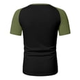 thumbnail image 5 of CUSTG Men Blouse Fashion Casual Patchwork Short Sleeve Raglan Tops Leisure Solid Color Summer Shirt, 5 of 5