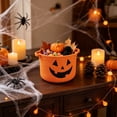 thumbnail image 4 of Halloween Candy Basket Cotton Rope Handheld 9.1x7.1x2.4in with Ghost Decor for Kids Trick or Treat Party by OVFUIZ, 4 of 6