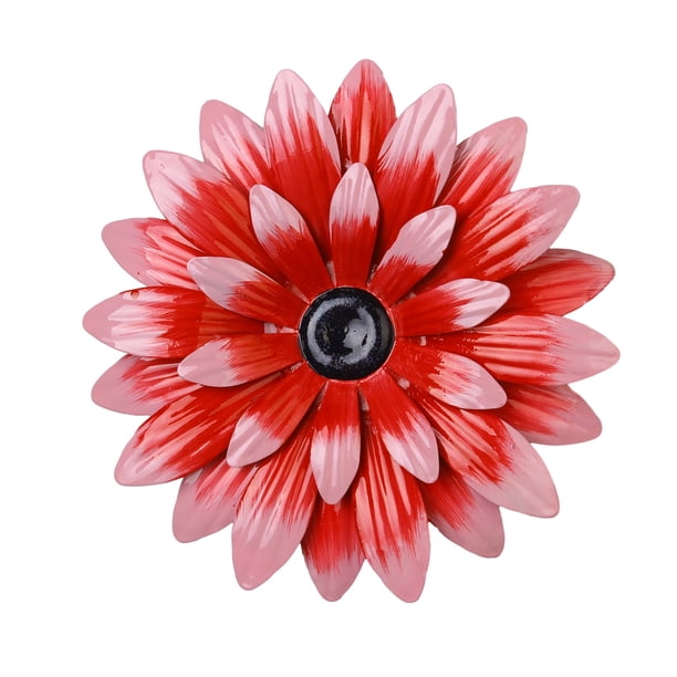 Zhuge 2 piezas 3D margarita metal flor pared arte decoración multicapa metal flor exterior decoración colgante rústico jardín sala de estar casa granja cerca, 8 pulgadas (rosa)