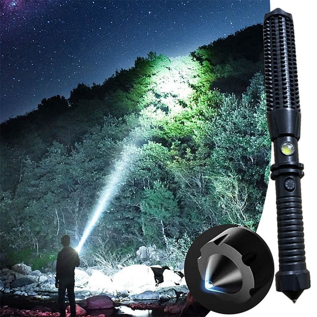 Linterna de Emergencia Multifuncional y Recargable con Forma de Palo de Béisbol y Potente Luz, con Forma de Dientes de Lobo.