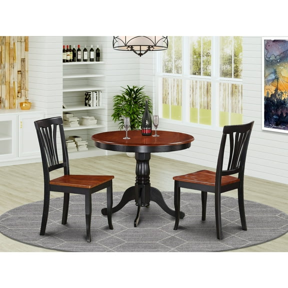 Small Round Kitchen Dining Set - 3 Piece Table & Chair Set - Modern Bistro Style - 36 Inch