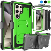 Ebizware Samsung Galaxy S24 Ultra Phone Case with Swivel Holster Belt Clip, Military Grade Heavy Duty Protective Defender Kickstand Cover for Galaxy S24 Ultra - Green