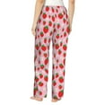 thumbnail image 3 of Goofa Hand Drawn Strawberry Printed Soft Pajama Pants for Women, Wide Leg Comfy Casual Lounge Yoga Pants-Large, 3 of 9