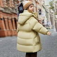 thumbnail image 7 of Kids Padded Parka Coats Girls Hooded Jacket Warm Winter Outerwear Waist Mid Length Thermal School Overcoat for Toddler Teen Girls Green 11-12Years, 7 of 7