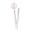 thumbnail image 3 of ANGARA Freshwater Cultured Pearl Dual Shank Ring with Diamonds in 14K White Gold for Women | June Birthstone, Birthday, Anniversary, Jewelry Gift for Women | Pearl Ring, 3 of 8