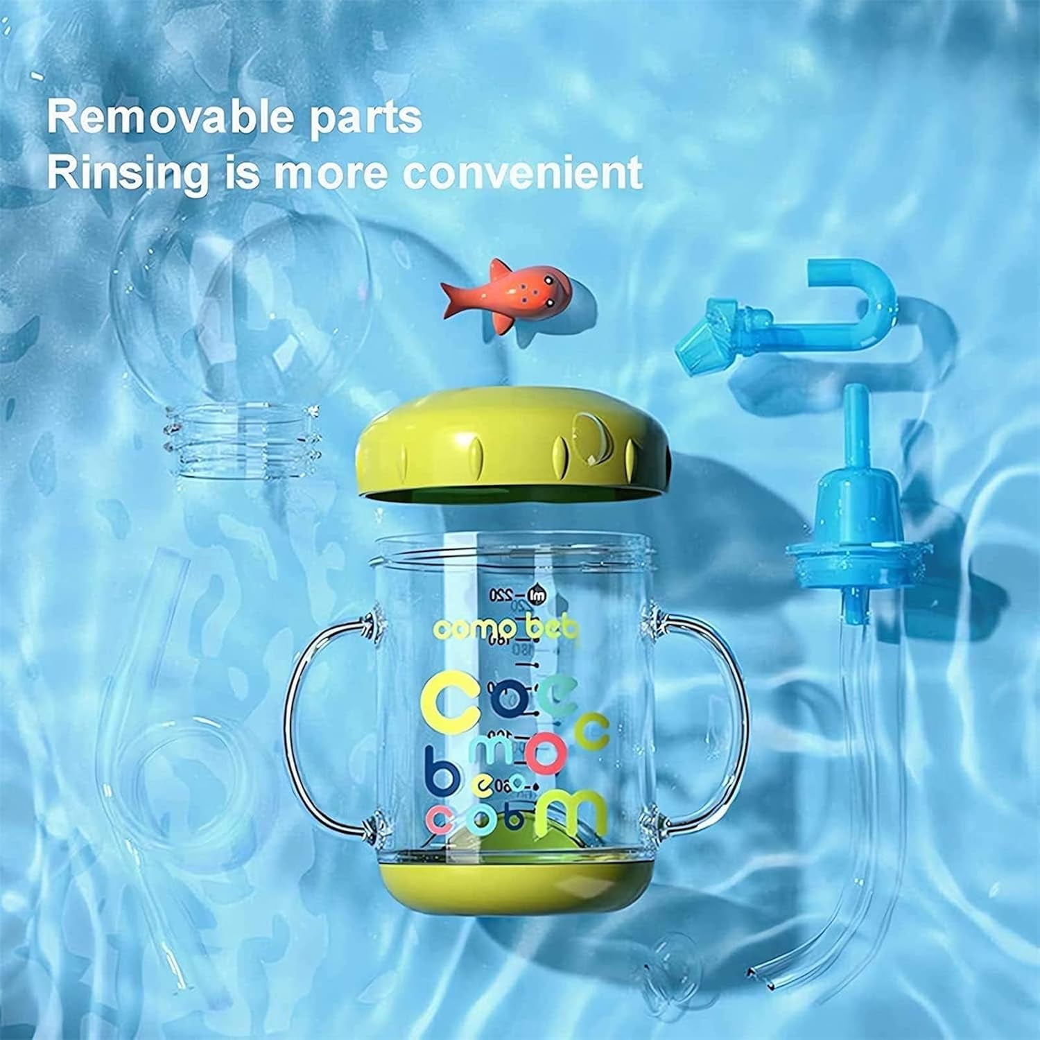 Whale Squirt Drinking Cup - Cute Water Bottle With Spray, Leak Proof Weighted Straw for Kids (350ml/Green)