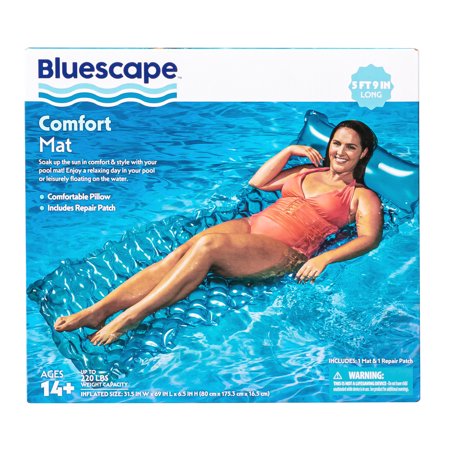 Bluescape Blue Neon Comfort Inflatable Water Mat, Pool Float, Age 14 & up, Unisex