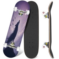 31'' Complete Skateboard 7 Layer Canadian Maple Double Kick Deck Skateboards wolves extinction spirit dying wolf due forest extinction wolf look Skate Board for Beginner Adult Gifts