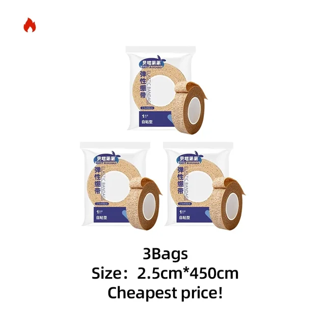 3 rollos de 2,5 cm x 4,5 m de cinta elástica autoadhesiva deportiva Elastoplast para almohadillas de soporte de rodilla, dedos, tobillos, palmas y hombros