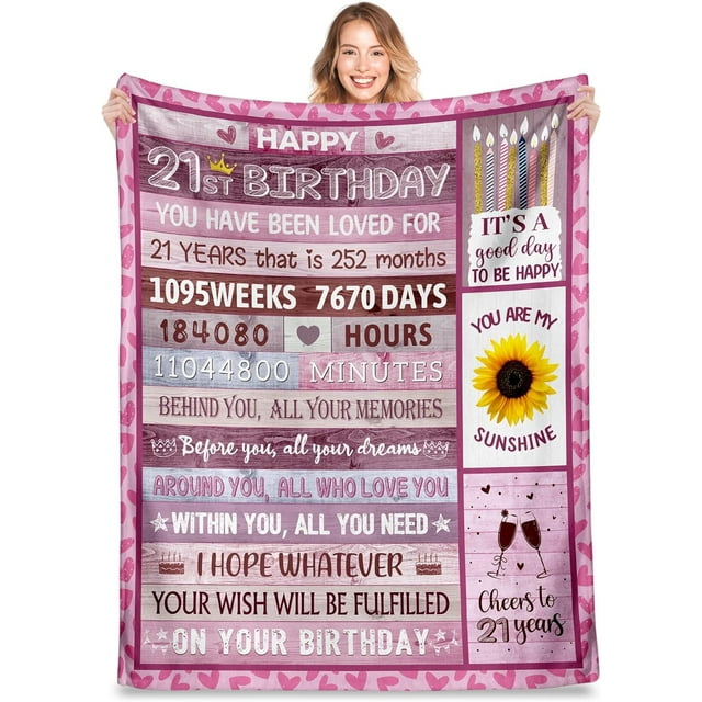 LHSHID 21st Birthday Gifts Blanket Flannel Soft and Comfortable Anti static Bed Sofa Blanket 60x80in