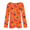 thumbnail image 5 of Women's Halloween Spider Web Print Tops Long Sleeve Crewneck T-Shirts Casual Fall Pullover Blouse Festive Holiday Party Shirt Novelty Activewear, 5 of 6