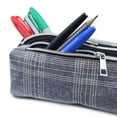 thumbnail image 2 of Pen+Gear Checked Pencil Pouch in Blue Grey with White Stitched Pattern, 2 of 6
