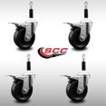 thumbnail image 2 of 4 Inch SS Phenolic Swivel 7/8 Inch Expanding Stem Caster Set Total Lock Brake, 2 of 2