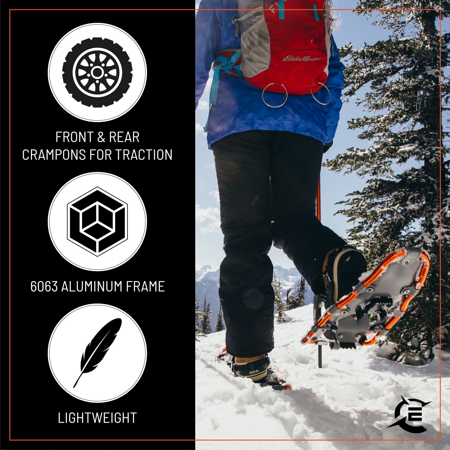 Expedition Outdoors Truger Trail II Aluminum Frame Snowshoe Kit - Size 21, Quick Tight Binding