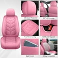 thumbnail image 3 of OTOEZ Universal Pink Car Seat Cover PU Leather 5-Seat Full Set Waterproof Front & Rear Cushion Protector Fit Most Honda Toyota Chevy Ford Nissan SUV, 3 of 11