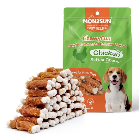 MON2SUN Chicken Wrapped Calcium Bones Small Dog Treats, 20 oz (56 Count)