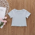 thumbnail image 6 of Fesfesfes Toddler Baby Girls Summer Solid Color Short Sleeve Top + Short+ Headband, 6 of 9