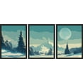 thumbnail image 2 of PixonSign Framed Canvas Print Wall Art Set - Teal Winter Snowy Pine Trees Art - Set of 3 Forest Landscape Nature Wilderness Wall Décor for Living Room, Bedroom - 11"x14" Panels Black, 2 of 5