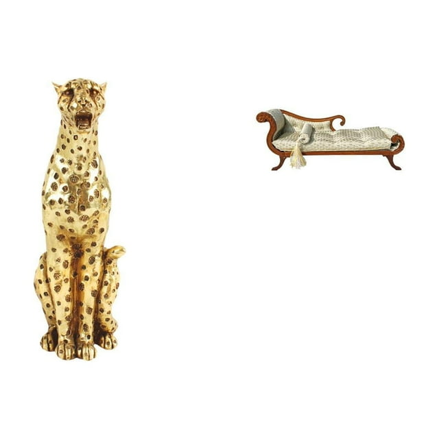 Figura de guepardo,Figura de guepardo dorado,adorno de escritorio moderno,Sofá en miniatura para muñecas,Muebles de casa de muñecas a escala 1/12,modelo de sofá de madera,decoración,Sofá