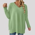 thumbnail image 2 of PuLe Sweaters for Women Women’s V Neck Oversized Sweaters Split Hem Pullover Sweaters Long Sleeve Warm Knit Pullover Tops, 2 of 5