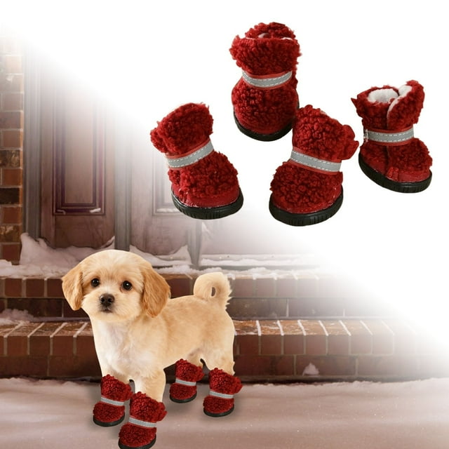 PET SUPPLIES Indoor Outdoor Winter Boots for Small and Medium with Reflective Straps and Rubber Soles Thermal Comfort