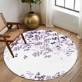 thumbnail image 2 of Large Round Rug 8Ft Washable Non-Slip, Purple Leaves Circle Area Rugs for Living Room Bedroom, Summer Botanical Indoor Floor Mats Carpet Runner for Home Decor, 2 of 8