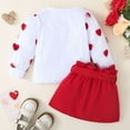 thumbnail image 3 of Bagilaanoe 2Pcs Toddler Baby Girls Valentine’s Day Clothes Mesh Long Sleeve Tops + Skirts with Belt 12M 18M 24M 3T 4T 5T Kids Casual Skirt Set, 3 of 8