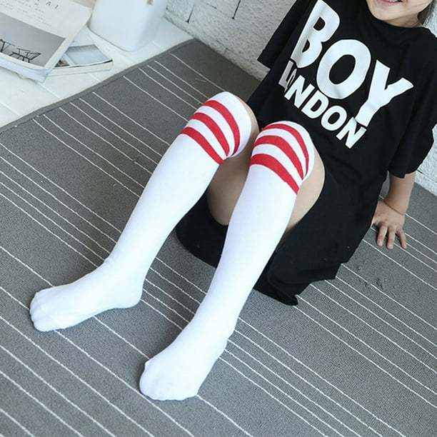 Chaussettes hautes en coton pour bébés filles et garçons, longues rayures,  pour l'école