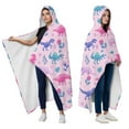 thumbnail image 2 of Wearable Blanket,Pink Dinosaurs Flowers Leaves Pattern Hooded Wearable Flannel Blanket for Adults & Teens with Buckle,Winter Poncho Shawl Wrap Cape,50"x60", 2 of 5