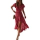 thumbnail image 1 of Vestido largo bohemio con estampado floral, cuello en V, manga corta, abertura para fiesta en la playa para mujer, 1 of 8