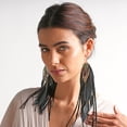 thumbnail image 2 of VANGANIA Aretes largos mujer de plumas Full Raven largos tornasol regalo mujer, 2 of 5