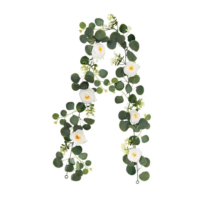 ¡1*Flores artificiales en liquidación! Guirnalda de vides artificiales con flores, plantas colgantes, guirnalda verde para chimenea, pared, puerta, hogar, boda, fiesta. ¡Gran oferta!