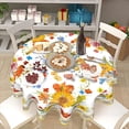 thumbnail image 6 of Boho Yellow Floral Round Tablecloth 60 Inch Summer Fall Wild Flower Table Cloth Modern Bohemia Farmhouse Polyester Cover Outdoor Decorative Indoor Kitchen Dining Party, 6 of 6