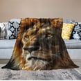 thumbnail image 2 of HENGT  Lion Flannel Throw Blanket for Adult Lightweight Super Soft Bed Decorative Blanket as Bedspread Fluffy Warmth Throw for Living Room Sofa Travel, 2 of 6