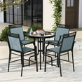 thumbnail image 2 of Gymax Outdoor Counter Stools Set of 4 w/ Footrest & Armrests Metal Frame for Backyard Blue, 2 of 8