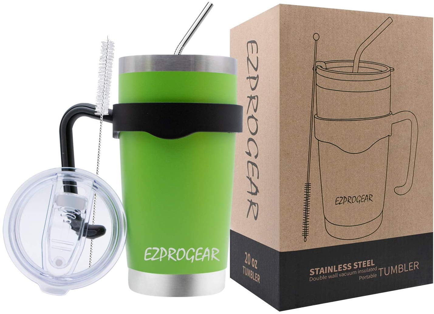 Ezprogear 20oz Stainless Steel Lime Green Tumbler Double Wall Vacuum