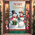 thumbnail image 4 of Decorative Design Merry Christmas Banner Holiday Theme Snowman Scene Decorative Green Trees for Winter Celebration Indoor Decoration Seasonal Party, 4 of 9