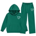thumbnail image 4 of BLCHUNen Clothes for Girls 2 Piece Outfit Casual Hooded Workout Sweatshirts Wide Leg Print Pants Lightweight Workout Sets,Green, 4 of 6