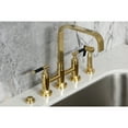 thumbnail image 4 of Kingston Brass KS8257CKLBS Kaiser Two-Handle 4-Hole Deck Mount Bridge Kitchen Faucet with Brass Side Sprayer in Brushed Brass, 4 of 8