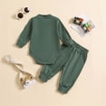 thumbnail image 5 of Gibobby Baby Clothes Unisex Baby Boy 3 6 9 12 18 Months Newborn Onesies Long Sleeve Round Neck Button Infant Romper Cute Warm Soft Romper(3-6 Months,Dark Green), 5 of 5