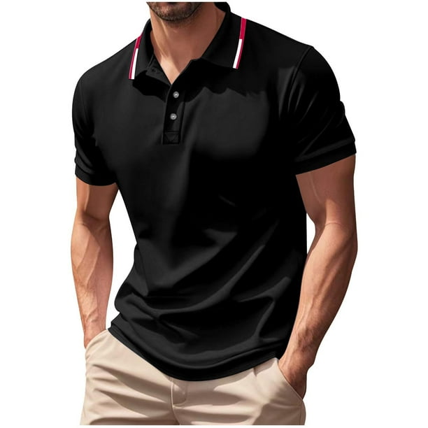 Mens Casual Manga Corta Botón Abajo Camisas, Bola de Golf Uniforme Botón Solapa para la Moda, Al Aire Libre Y Desgaste Casual