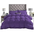 thumbnail image 3 of D.N.G. BEDDINGS Luxurious 5 Piece Pom Pom Pinch Pleated Comforter Set, 800 Thread Count, 100% Egyptian Cotton, White Vintage Pom-Pom Fringe (Twin/Twin XL Size Solid Purple Color), 3 of 5