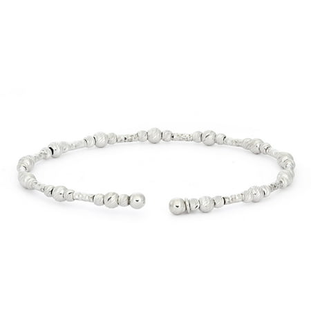 Giuliano Mameli Sterling Silver Rhodium Bracelet with Large and Small Round and Oval Faceted Beads