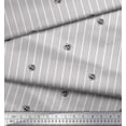 thumbnail image 2 of Soimoi Gray Modal Satin Fabric Bee & Stripe Printed Fabric 1 Yard 42 Inch Wide, 2 of 3