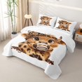 thumbnail image 3 of jejeloiu Highland Cow Leopard Print Bed Spread Queen Kids,Cute Farm Print Queen Coverlet Set,3-Piece, 3 of 7