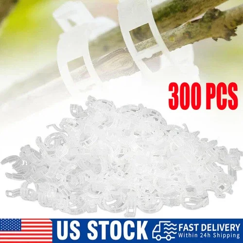 PURELY- 300Pcs Plant Support Clips Tomato Veggie Garden For Trellis Twine Greenhouse New